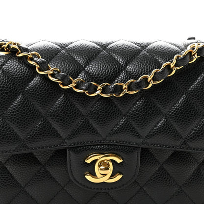 Caviar Quilted Small Double Flap Black