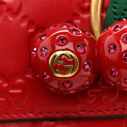 Guccissima Mini Cherry Chain Bag Hibiscus Red
