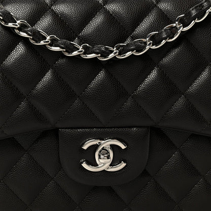 Caviar Quilted Jumbo Double Flap Dark Brown