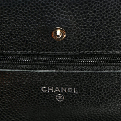 Caviar Quilted Wallet on Chain WOC Black
