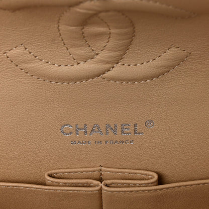Lambskin Quilted Medium Double Flap Beige