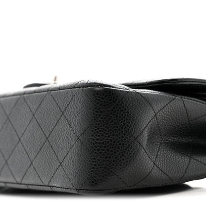 Caviar Quilted Medium Double Flap Black