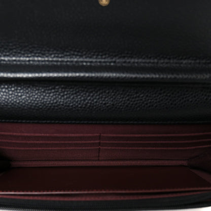Caviar Quilted Wallet on Chain WOC Black