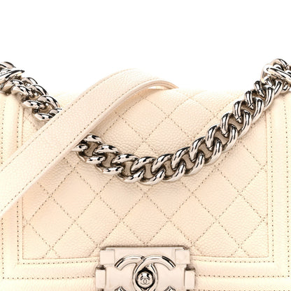 Caviar Quilted Small Boy Flap White