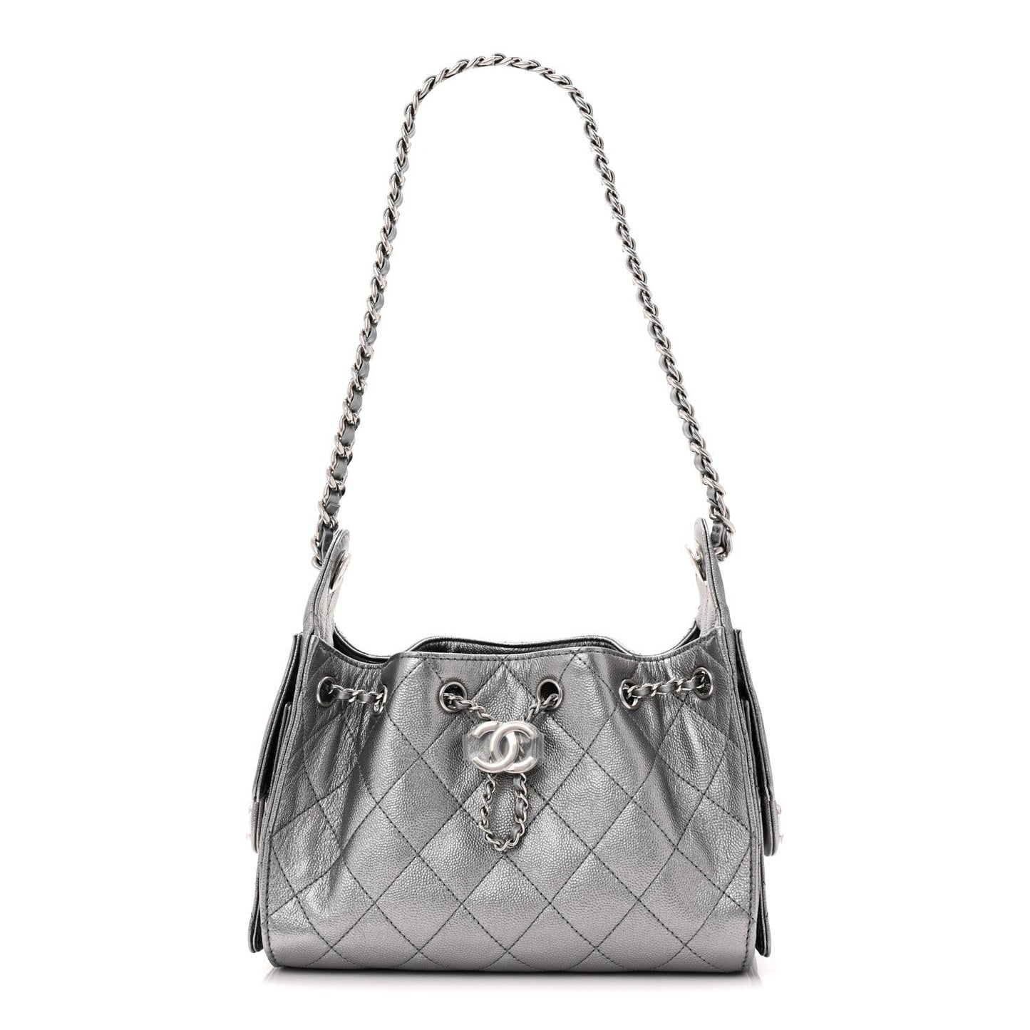 Metallic Caviar Quilted Mini Chanel 25 Handbag Anthracite