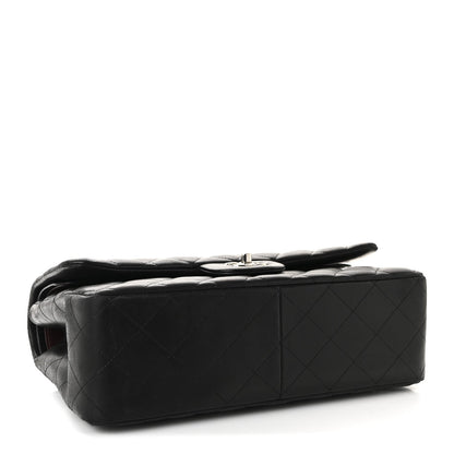 Lambskin Quilted Jumbo Double Flap Black