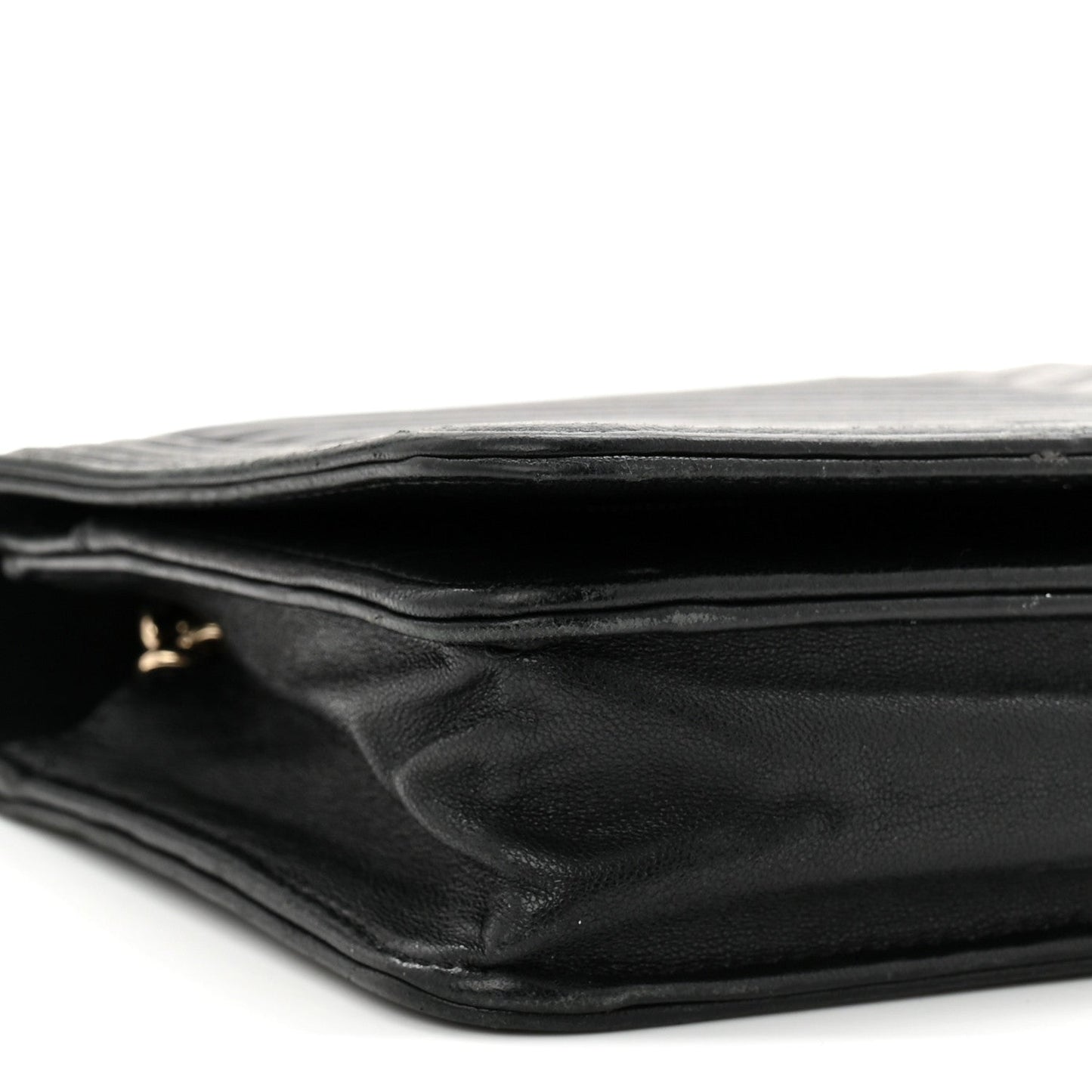 Lambskin Chevron Boy Wallet On Chain WOC Black