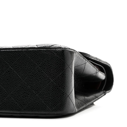 Caviar Quilted Jumbo Double Flap Black
