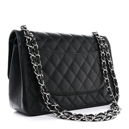 Caviar Quilted Jumbo Double Flap Black