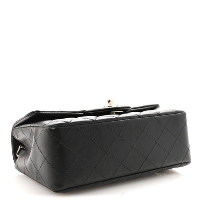 Lambskin Quilted Mini Rectangular Flap Black