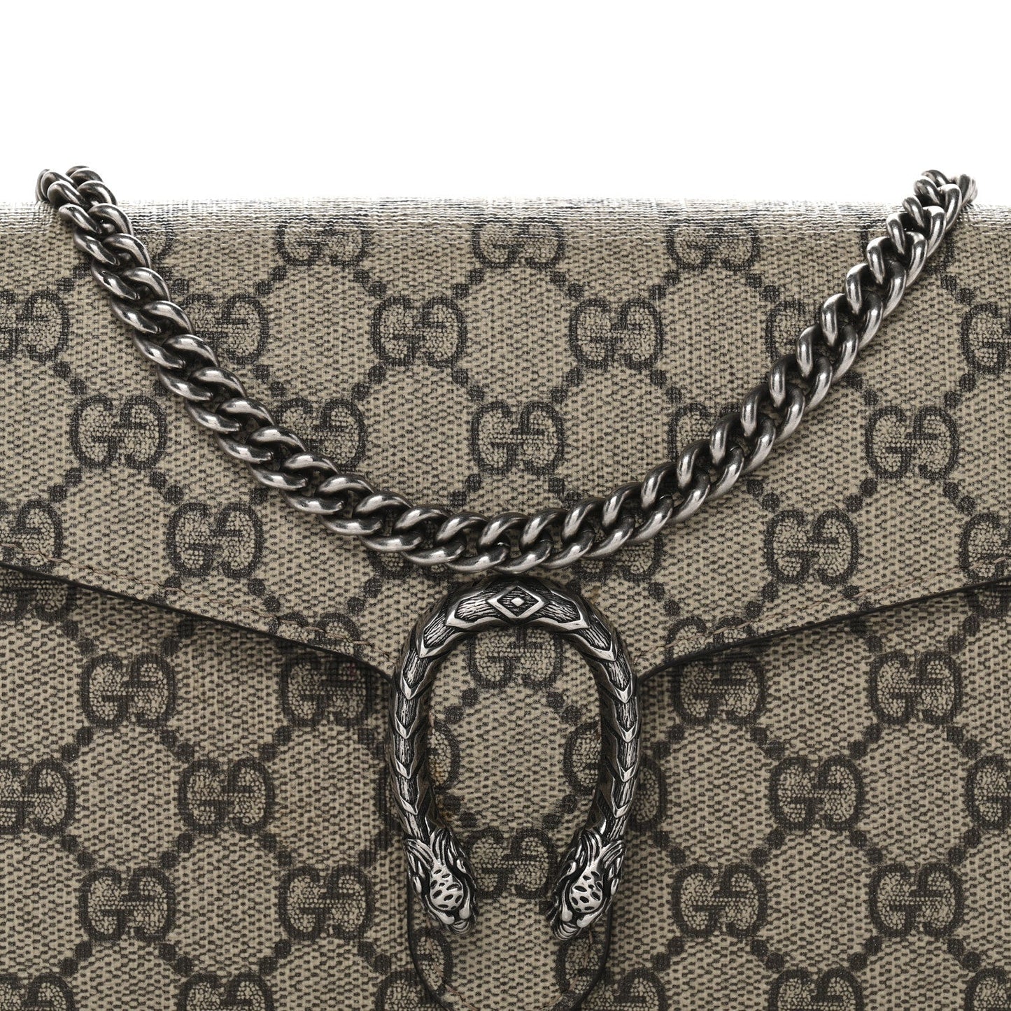 GG Supreme Monogram Mini Dionysus Chain Wallet Beige Taupe