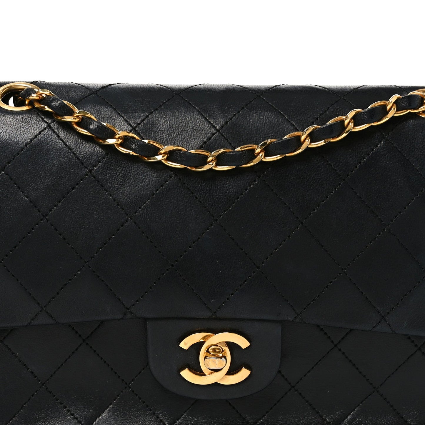 Lambskin Quilted Small Double Flap Black