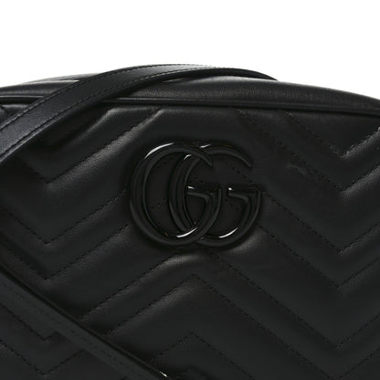 Calfskin Matelasse Monochrome Small GG Marmont Chain Shoulder Bag Black
