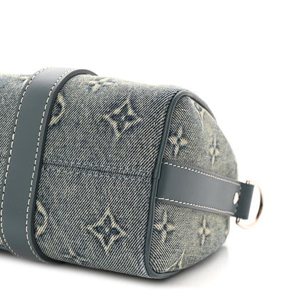Monogram Washed Denim Keepall Bandouliere 25