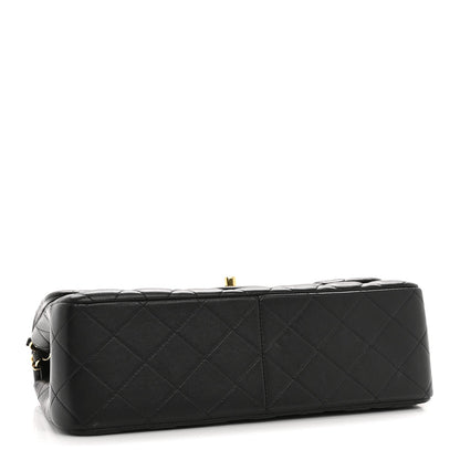 Lambskin Quilted Jumbo Double Flap Black