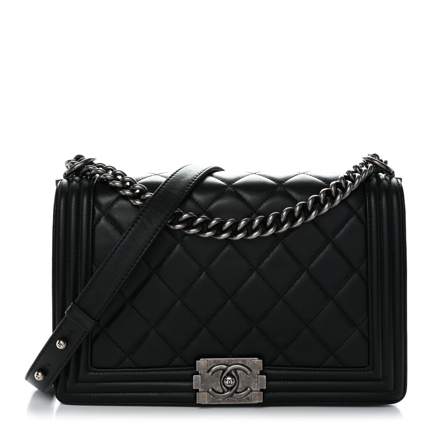 Calfskin Quilted Medium Boy Flap Black