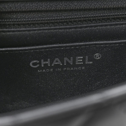 Pearly Lambskin Quilted Mini Rectangular Flap So Black