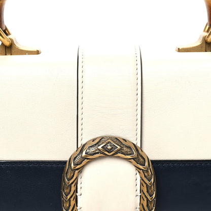 Calfskin Bamboo Web Medium Dionysus Top Handle Bag White Blue Hibiscus Red