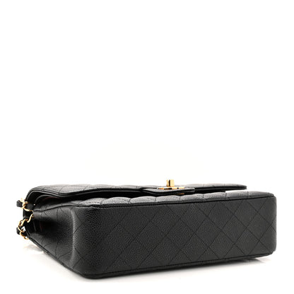 Caviar Quilted Medium Double Flap Black