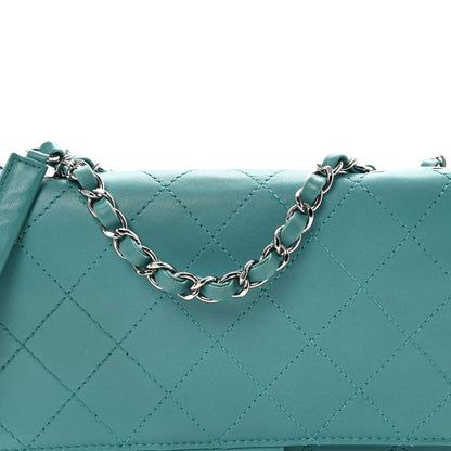 Calfskin Stitched Double Flap Bag Turquoise