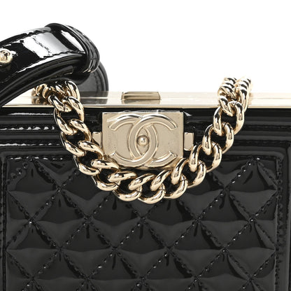 Patent Calfskin Boy Minaudiere Black