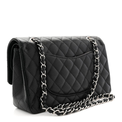 Caviar Quilted Medium Double Flap Black