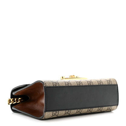 GG Supreme Monogram Calfskin Small Padlock Shoulder Bag Beige Black Cuir