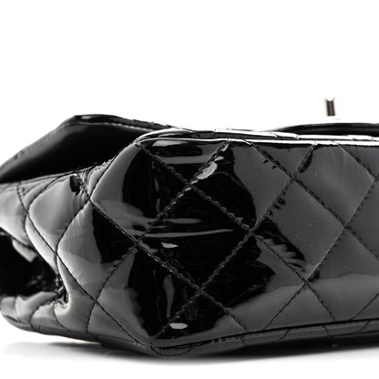 Patent Calfskin Quilted Mini Rectangular Flap Black