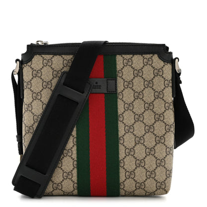GG Supreme Monogram Web Messenger Bag Black