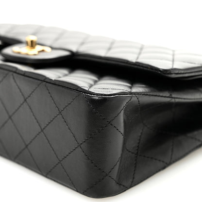 Lambskin Quilted Medium Double Flap Black