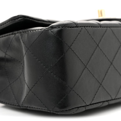 Lambskin Quilted Mini Rectangular Flap Black