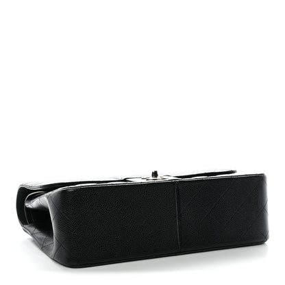 Caviar Quilted Jumbo Double Flap Black