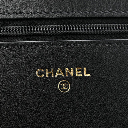 Lambskin Quilted Chanel 19 Wallet On Chain WOC Black