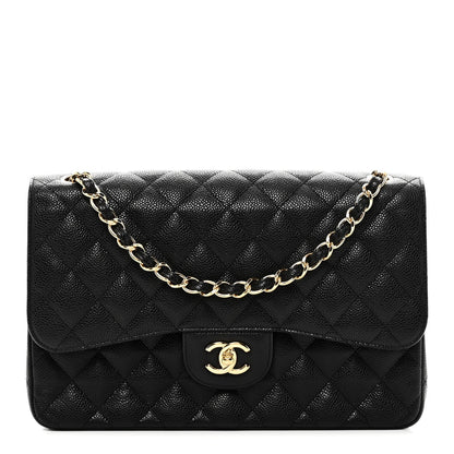 Caviar Quilted Jumbo Double Flap Black