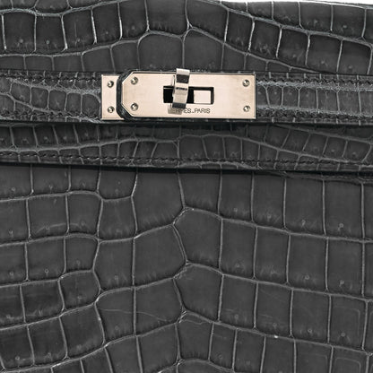 Shiny Niloticus Crocodile Kelly Elan Pochette Bleu Tempete