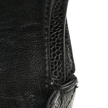 Caviar Quilted Medium Double Flap Black