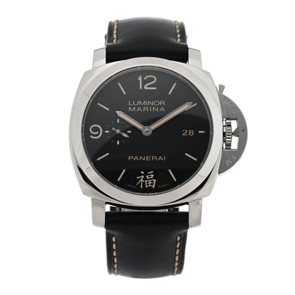 Stainless Steel Calfskin 44mm Luminor 1950 Fu Automatic Watch Black PAM00498