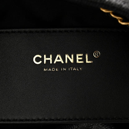 Washed Denim Quilted Small Chanel 25 Handbag Black