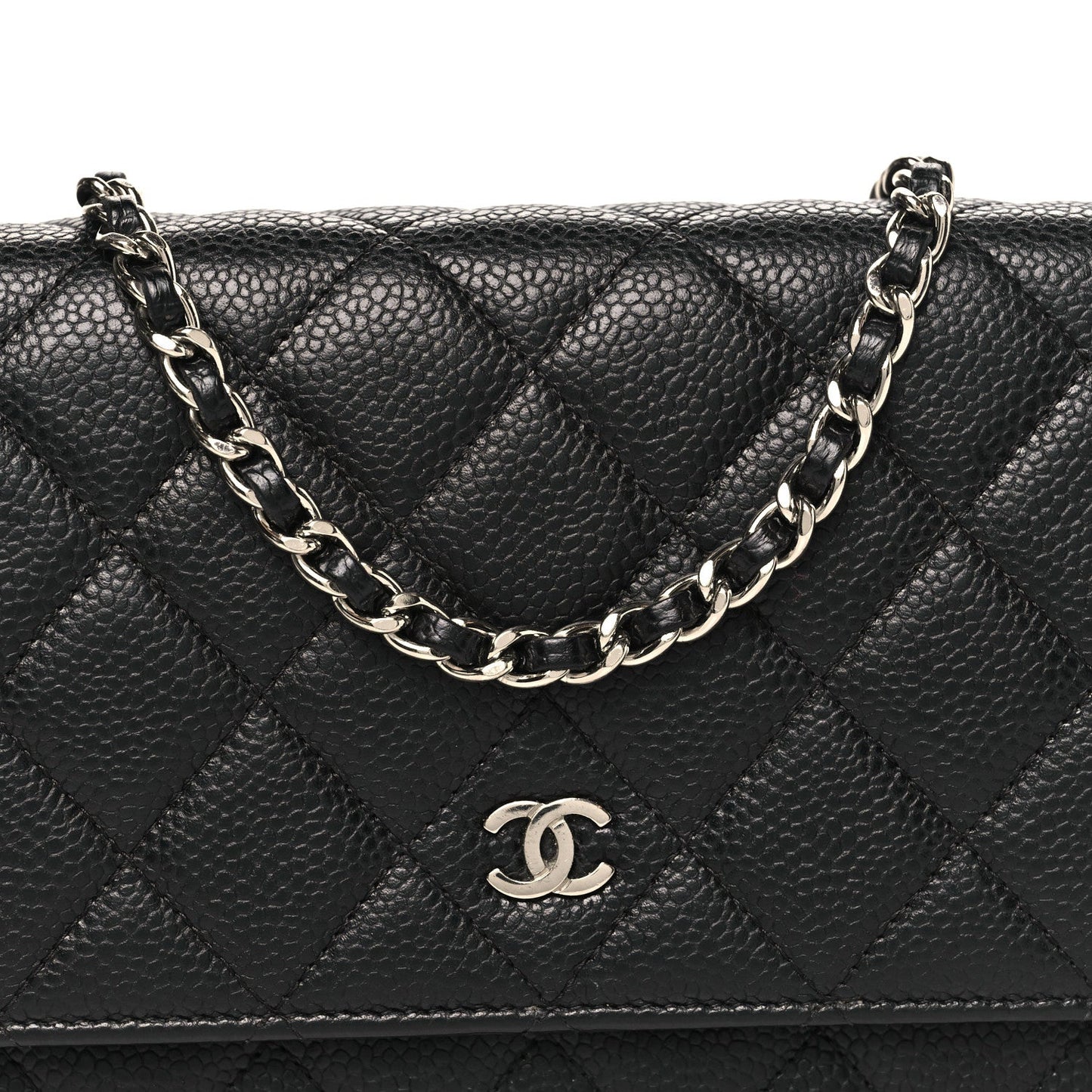 Caviar Quilted Wallet on Chain WOC Black