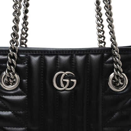 Calfskin Matelasse Aria Small GG Marmont Shoulder Tote Black