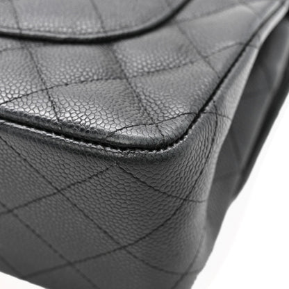Caviar Quilted Jumbo Double Flap Black