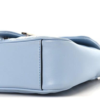Calfskin Matelasse Mini GG Marmont Shoulder Bag Porcelain Light Blue