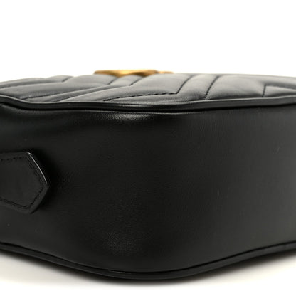 Calfskin Matelasse Mini GG Marmont Chain Shoulder Bag Black