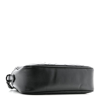 Calfskin Matelasse Monochrome Small GG Marmont Chain Shoulder Bag Black