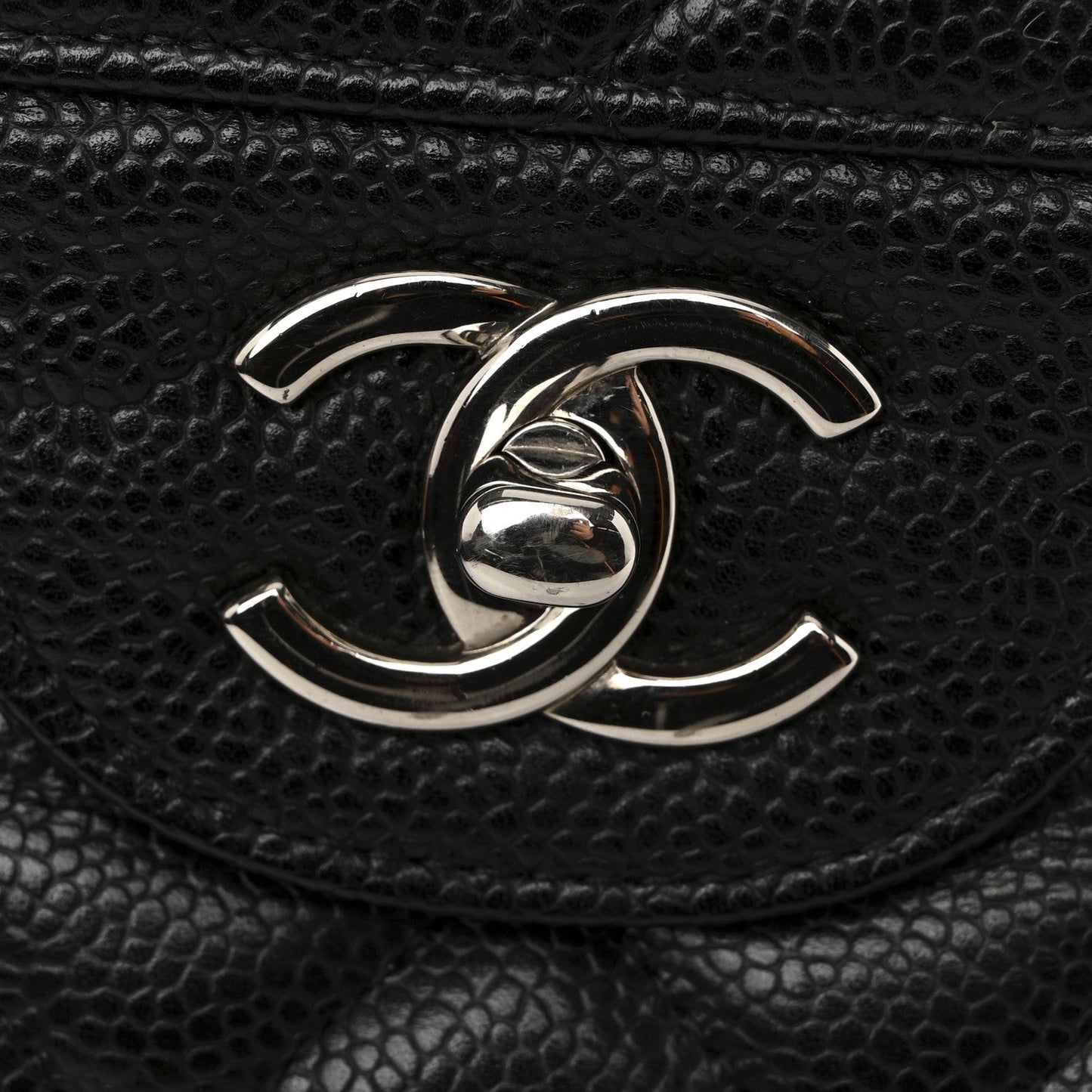 Caviar Quilted Jumbo Double Flap Black