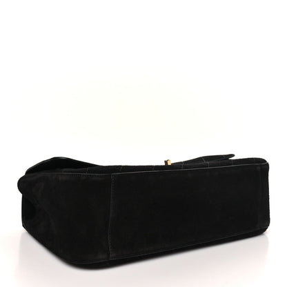 Suede Calfskin Small Souplissimo Maxi Flap Black