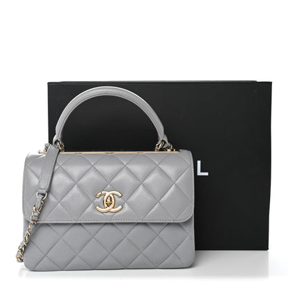 Lambskin Quilted Small Trendy CC Flap Dual Handle Bag Grey