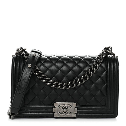 Caviar Quilted Medium Boy Flap Black