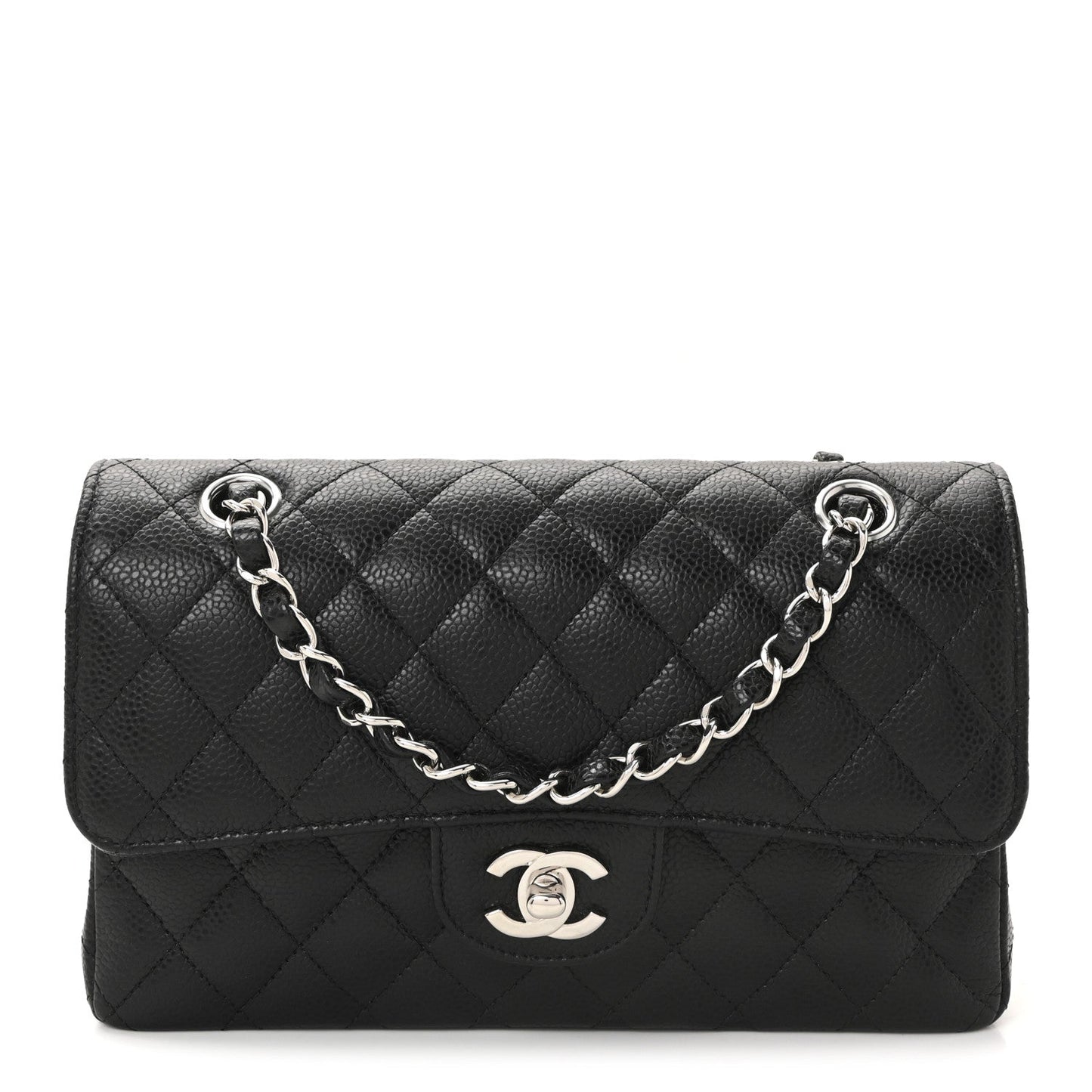 Caviar Quilted Small Double Flap Black