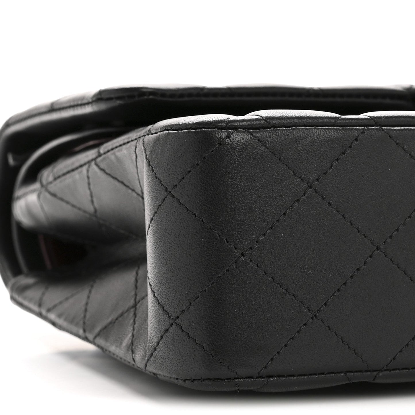 Lambskin Quilted Medium Double Flap Black
